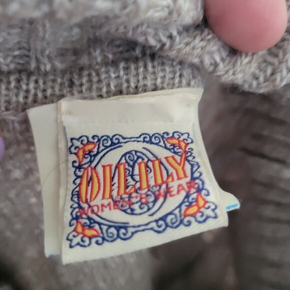 XS Oilily turtleneck sweater, gray with blue and green floral print - Picture 5 of 5